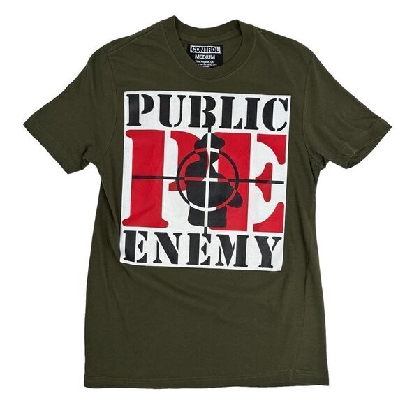 Public Enemy Mens Medium Rap Tee Crosshair Logo Control Brand - Picture 1 of 3